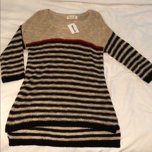 Pink Rose Striped Sweater